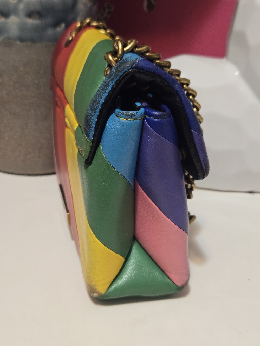 Kurt Geiger Kensigton Mini Leather Chain Shoulder Bag - Picture 6 of 14